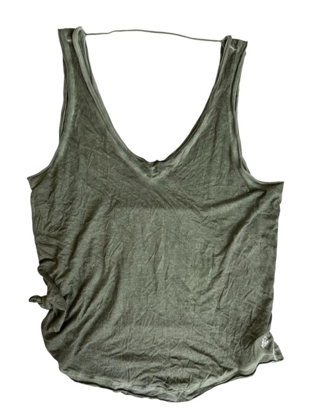 Free People Movement Olive Green Deep V Neck Knotted Tank Top Women’s L